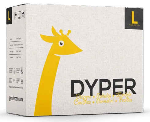 a box of Dyper Diapers