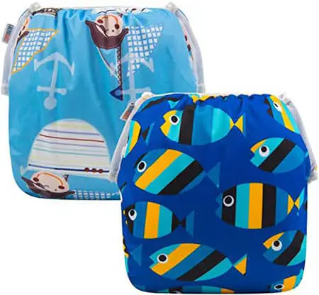 ALVABABY Swim Diapers Reusable Adjustable & Washalbe for Boys & Girls One Size 2pcs DYK13-14