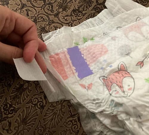 Tabs on Kirkland diapers
