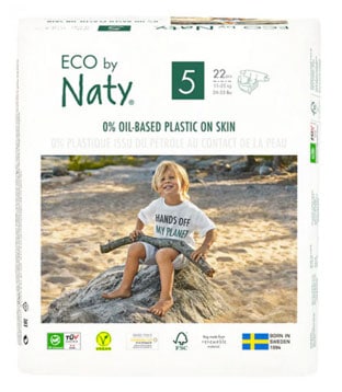 A box of Eco by Naty training pants