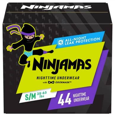 A box of Pampers Ninjamas