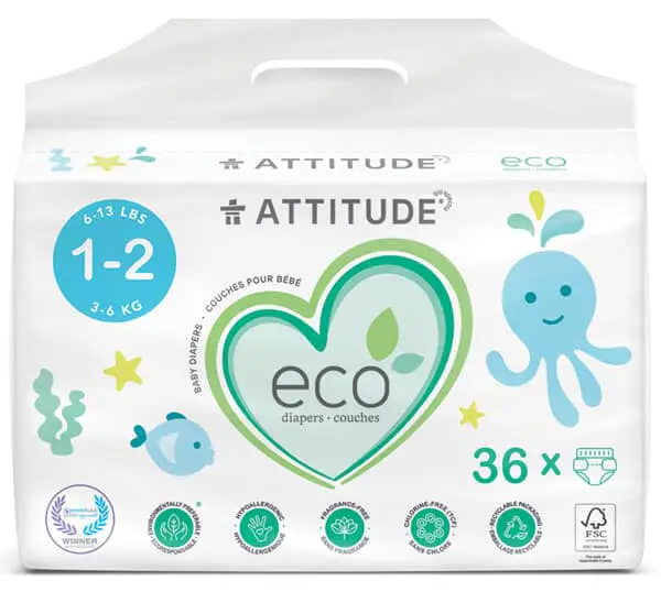 A box of Attitude Diapers