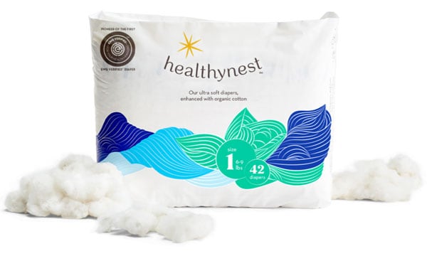 A bag of Healthynest diapers