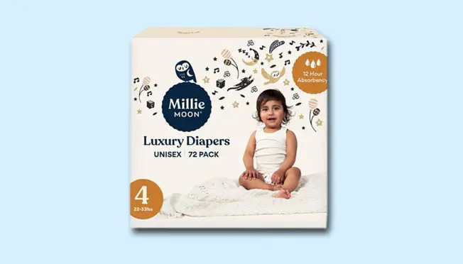 a box of Millie Moon Diapers
