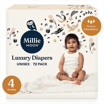 A box of Millie Moon Diapers