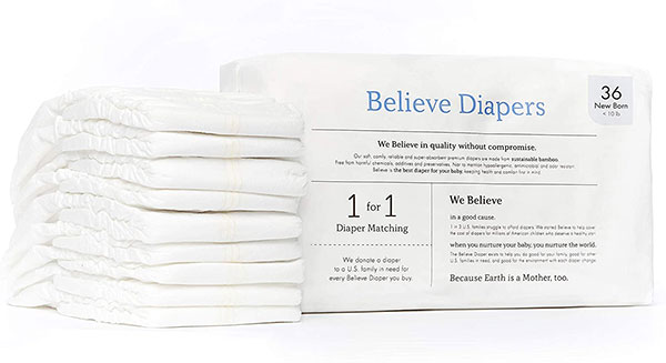 a pack of Believe diapers