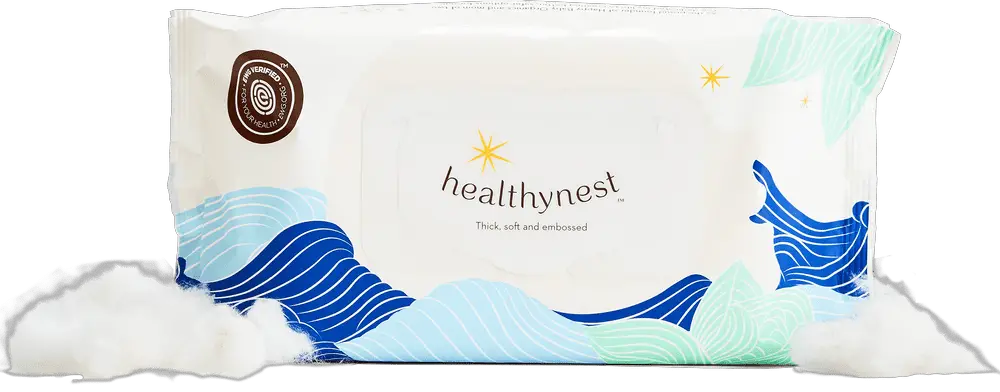 a pack of Healthynest baby wipes