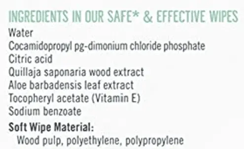ingredient list of Seventh Generation wipes